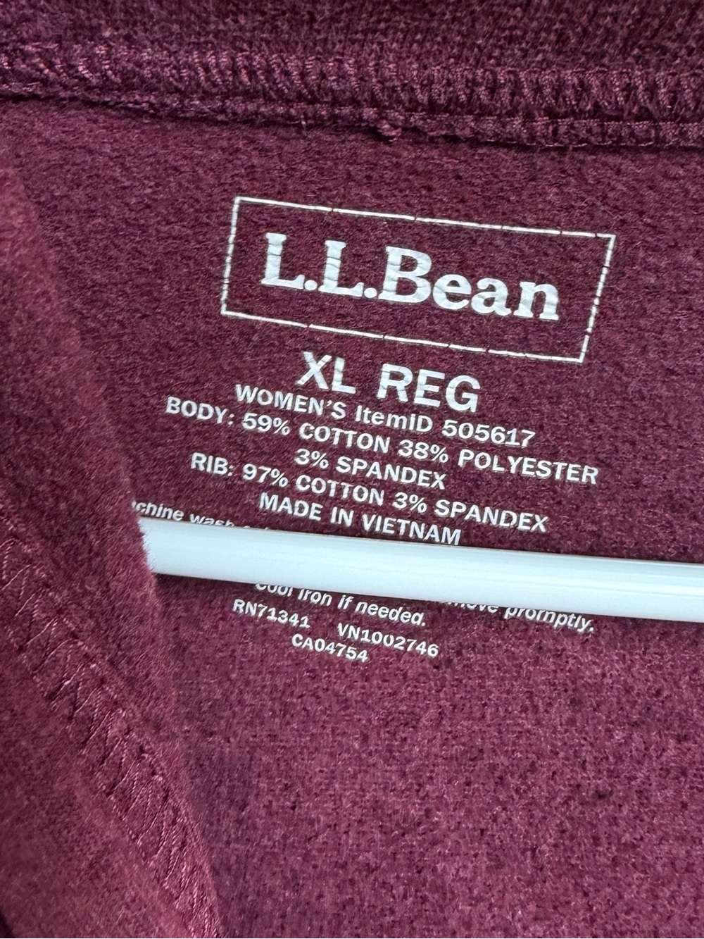 L.L.Bean Maroon Pullover Hoodie with Multicolor Drawcord - Picture 4 of 6